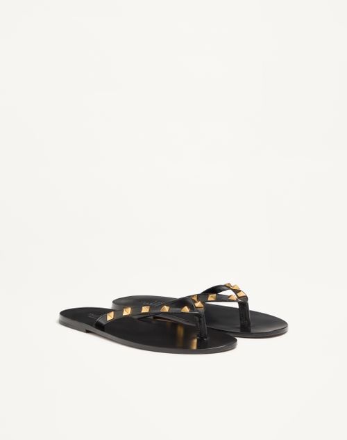 Valentino Garavani - Rockstud Goatskin Flip Flops - Black - Man - Sandals And Slides