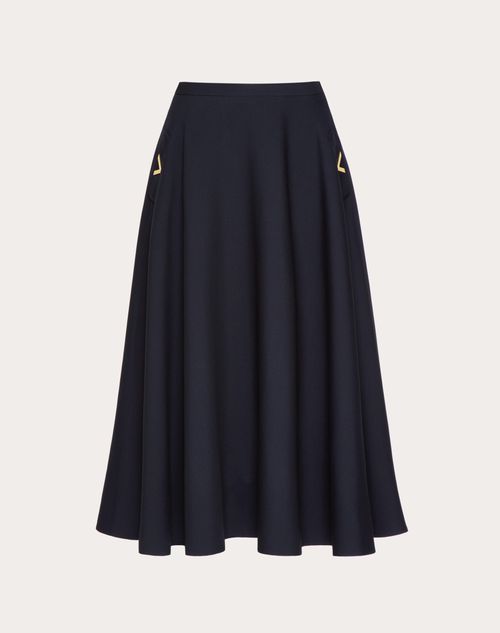 Shop Valentino Crepe Couture Midi Skirt Woman Navy 42