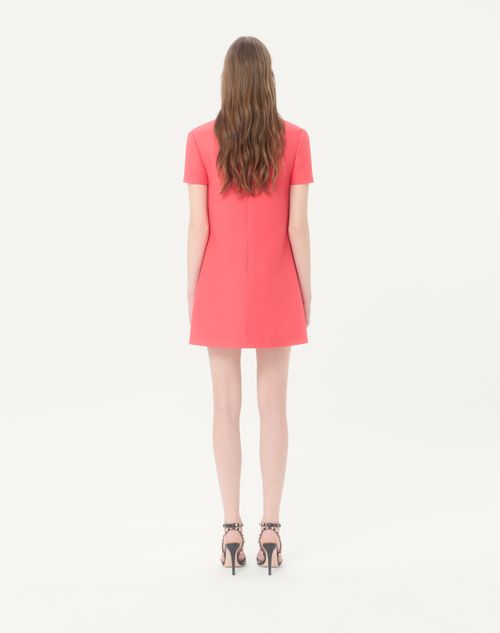 Valentino - Embroidered Crepe Couture Short Dress - Coral/silver - Woman - Dresses