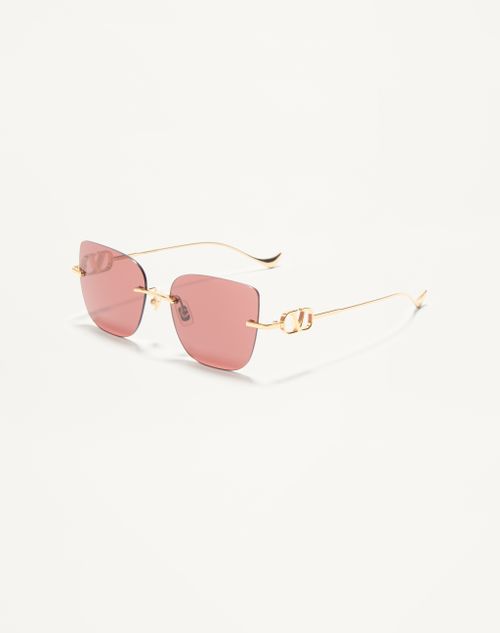 Valentino - Geometric Metal Eyewear - Gold/brown - Woman - Eyewear