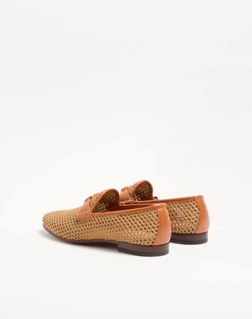 Valentino Garavani - Wolfe Loafer In Woven Raffia - Beige - Man - Loafers And Driver