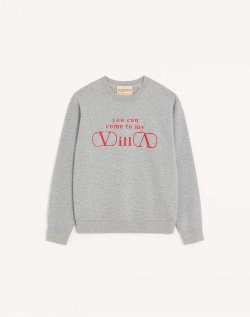 Valentino - Valentino Cotton Jersey Sweatshirt With You Can Come To My Villa Print - Grey/red - Man - T-shirts And Sweatshirts