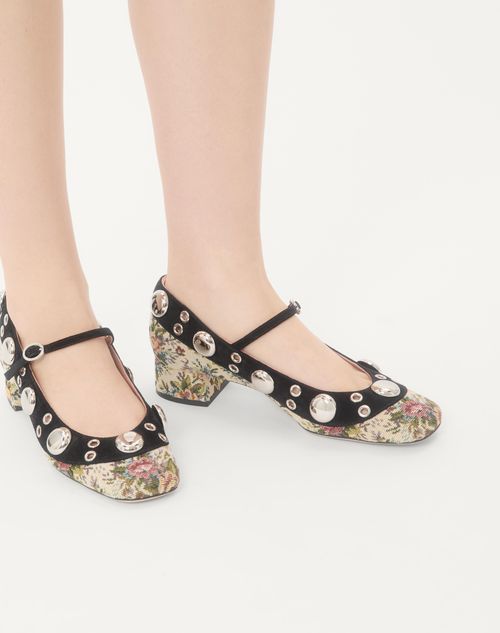 Valentino Garavani - Mary-jane Nellcôte Pumps In Papier Floral Jacquard Fabric 30mm - Multicolor - Woman - Ballerinas