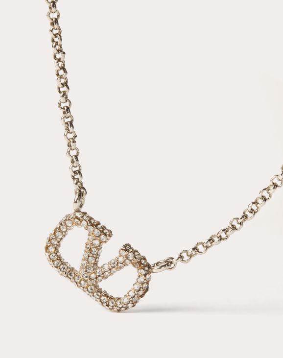 Vロゴ シグネチャー メタル X スワロフスキー®クリスタル ネックレス