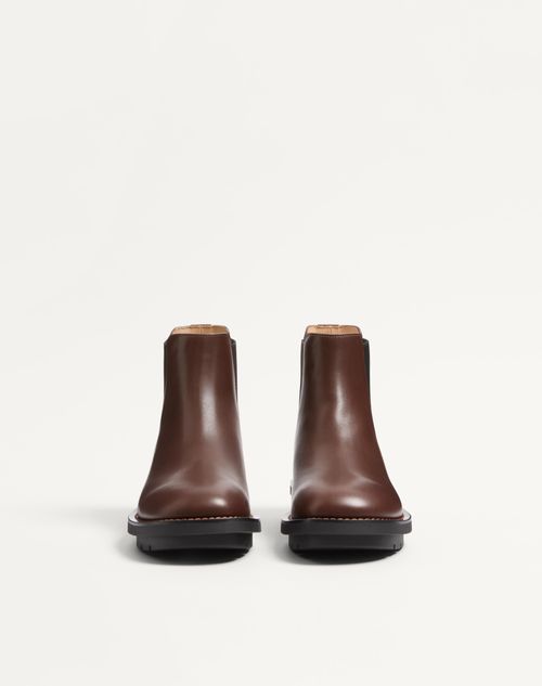 Valentino Garavani - Urbie Calfskin Ankle Boot - Bark Brown - Man - Boots