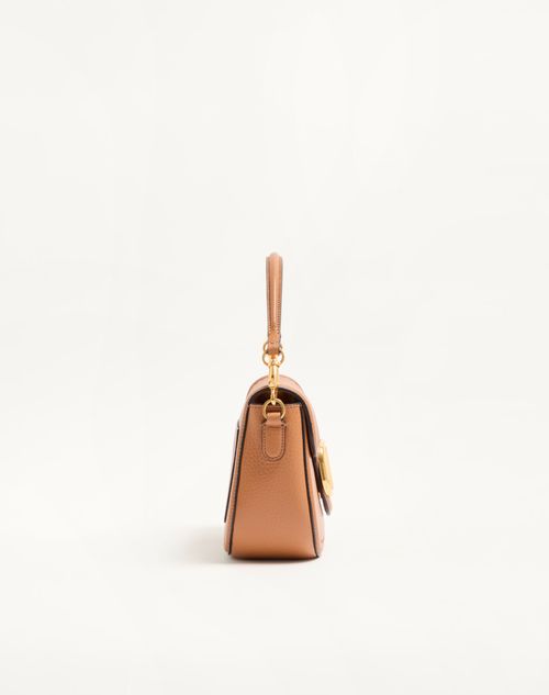 Valentino Garavani - Valentino Garavani Alltime Shoulder Bag In Grainy Calfskin With Cherryfic Embroidered Ribbon Shoulder Strap - Almond - Woman - Shoulder Bags