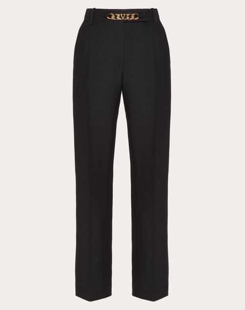 Valentino Crepe Couture Vlogo Chain Trousers In Black