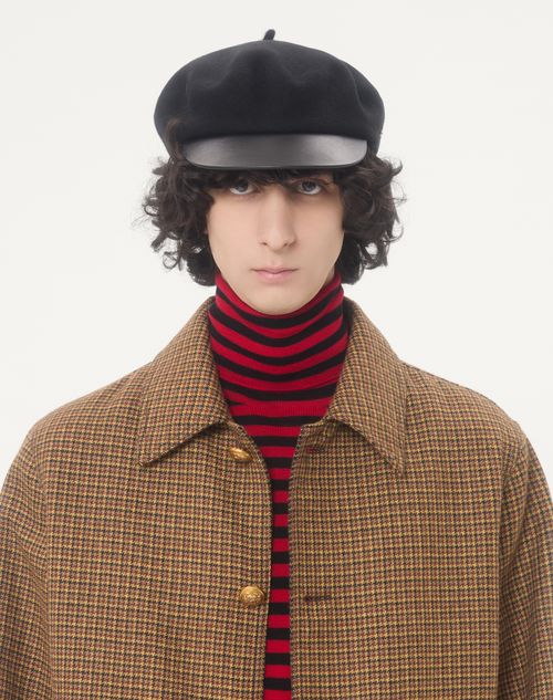 Valentino - Valentino High-neck Wool Sweater With Vlogo Patch - Red/black - Man - Knitwear