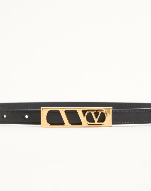 Valentino Garavani - Vlogo Signature Belt In Shiny Calfskin 15 Mm - Black - Woman - Belts
