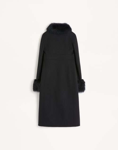 Valentino - Compact Drap Coat - Black - Woman - Coats And Outerwear