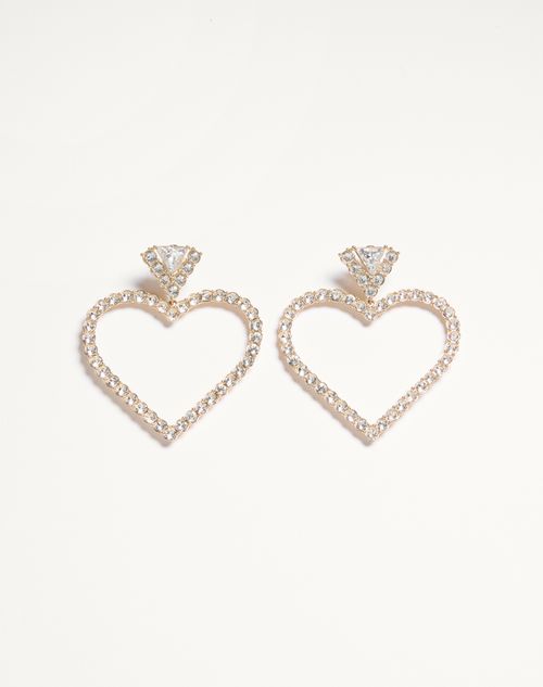 Valentino Garavani Coeur Royal Earrings In Metal And Swarovski® Crystals Woman Gold/crystal Uni In Multi