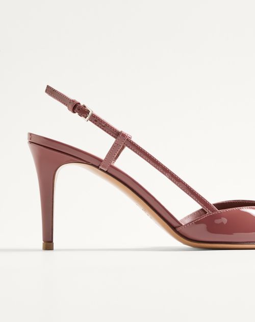Valentino Garavani - Vlogo Signature Patent Leather Slingback Pump 80mm - Brown - Woman - Pumps