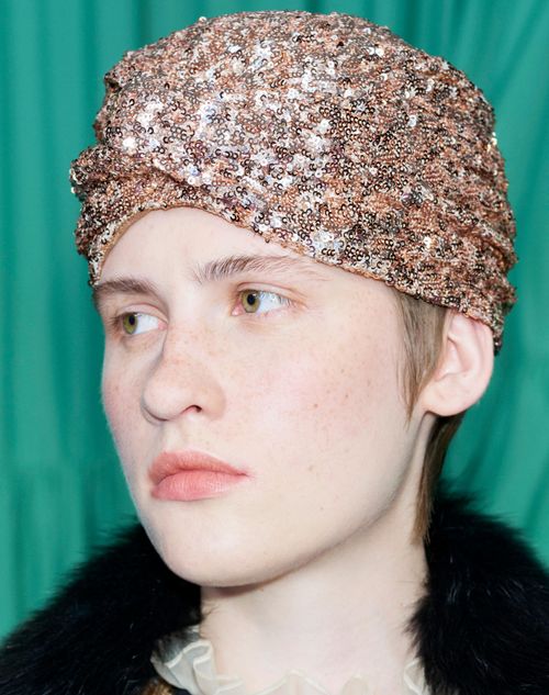 Valentino Garavani - Sequinned Turban - Rose Gold - Woman - Hats And Gloves