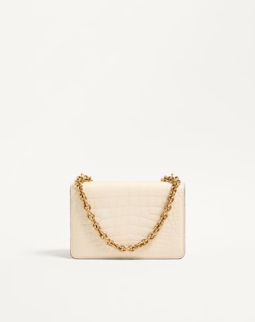 Valentino Garavani - Valentino Garavani Vain Small Shoulder Bag In Crocodile Leather - Butter - Woman - Shoulder Bags