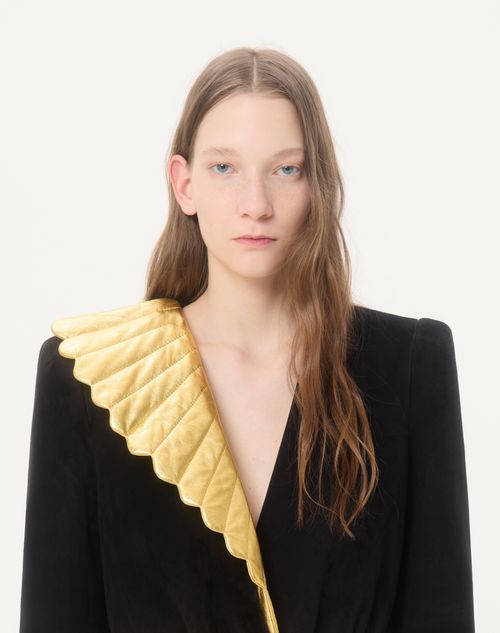 Valentino - Suede Leather Jacket - Black/gold - Woman - Jackets And Blazers