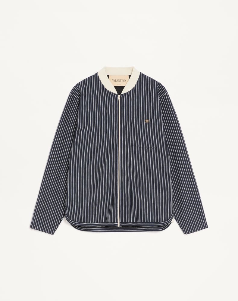 Valentino Men's Navy/Butter Viscose Sweatshirt With Striped Vlogo Man Xxl