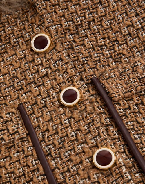 Valentino - Abrigo De Fantasy Tweed - Marrón/multicolor - Mujer - Abrigos Y Chaquetas