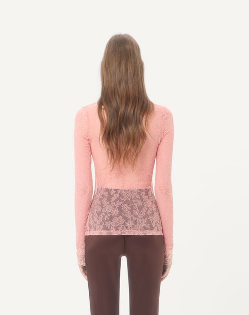 Valentino - Stretch Lace Cardigan - Pink - Woman - Shirts & Tops