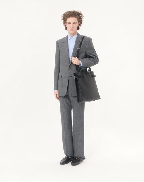 Valentino Garavani - ヴァレンティノ ガラヴァーニ アンティーブ グレインレザー ミディアム トート - ブラック - メンズ - トート