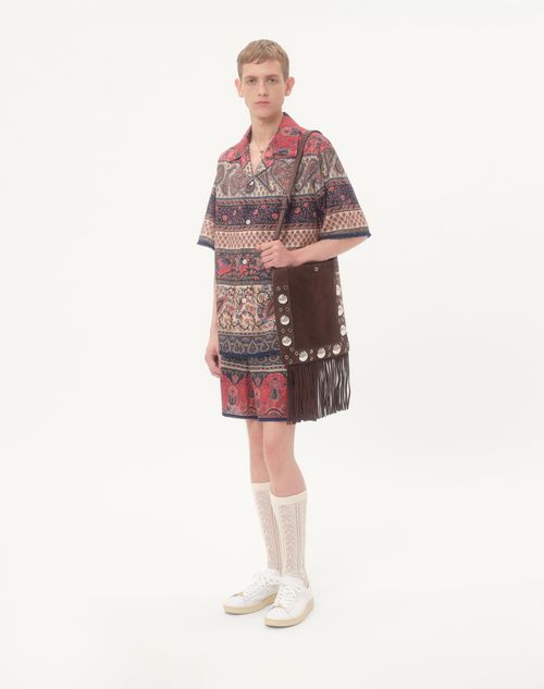 Valentino - Bowling Shirt In Cotton Muslin With Voyage Imaginaire Print And Passementerie Trims - Multicolor - Man - Shirts