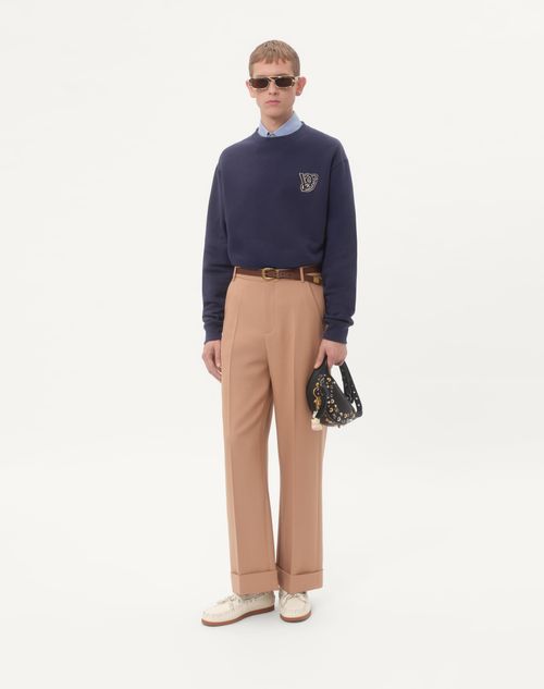 Valentino - Sudadera De Algodón Con Parche Vg - Azul - Hombre - Camisetas Y Sudaderas