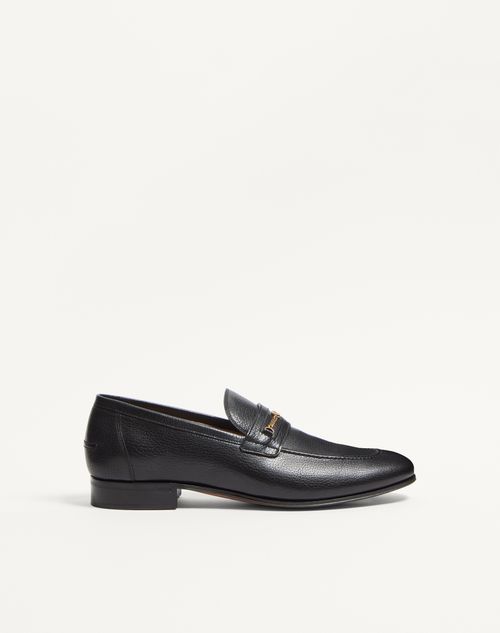 Valentino Garavani - Vlogo Signature Kidskin Moccasin - Black - Man - Loafers And Driver