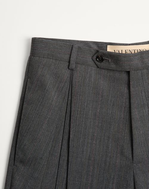 Valentino - Valentino Pinstripe Wool Pants With Pleats - Gray/multicolor - Man - Pants And Shorts