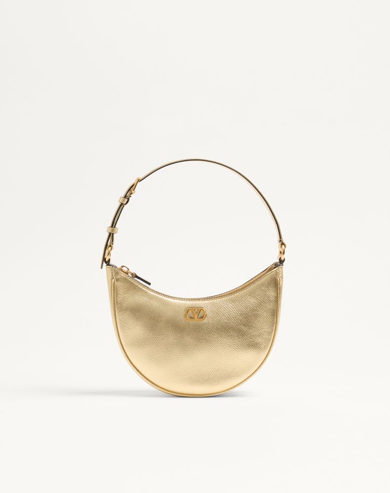 Valentino Garavani Women's Antique Brass Vlogo Signature Mini Hobo Bag In Laminated Grainy Calfskin Woman Uni