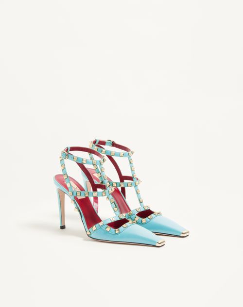 Valentino Garavani - Rockstud Kidskin Pumps 100mm - Azure - Woman - Pumps And Slingbacks