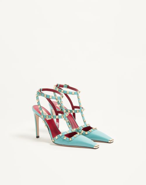 Valentino Garavani - Rockstud Kidskin Pumps 100mm - Azure - Woman - Pumps And Slingbacks