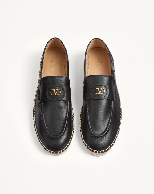 Valentino Garavani - Palm Avenue Calfskin Loafer - Black - Man - Loafers And Driver