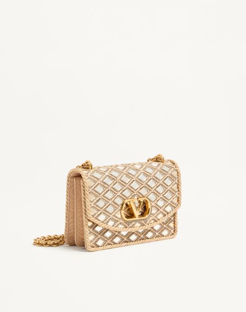 Valentino Garavani - Valentino Garavani Vain Embroidered Shoulder Bag - Champagne - Woman - Shoulder Bags