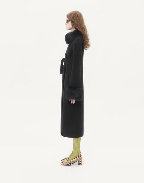 Valentino - Compact Drap Coat - Black - Woman - Coats And Outerwear