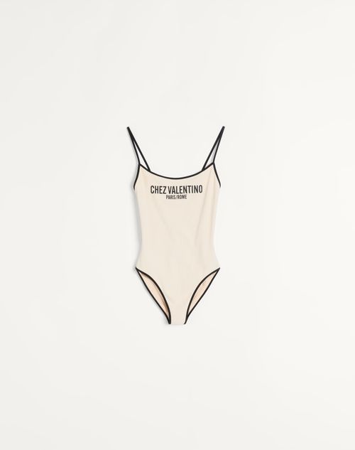 Valentino Lycra Piqué Swimsuit Woman Birch/black Xs