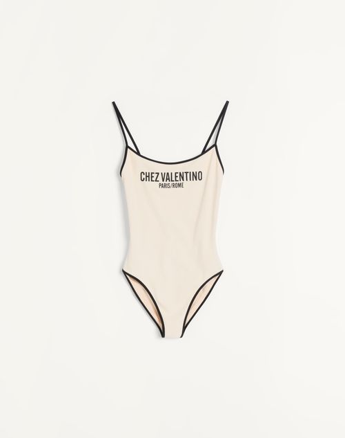 Valentino - Traje De Baño De Piqué De Lycra - Abedul/negro - Mujer - Moda Baño