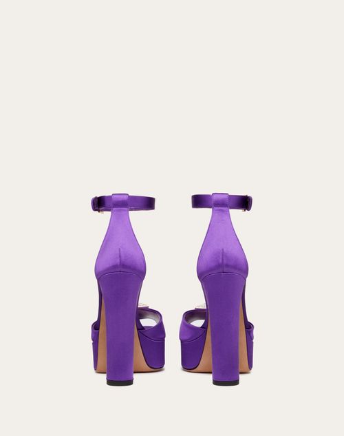 Valentino Garavani - ワンスタッズ X クリスタル オープントゥ サテン プラットフォームパンプス 120mm - エレクトリックバイオレット/クリスタル - ウィメンズ - パンプス