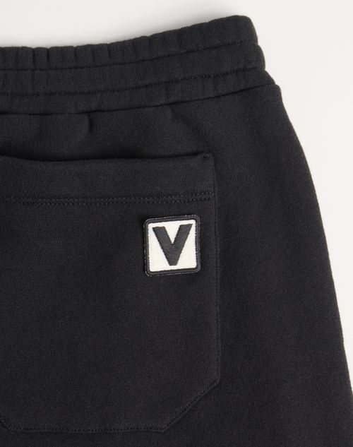 Valentino - Valentino Cotton Bermuda Shorts - Black - Man - Trousers And Shorts