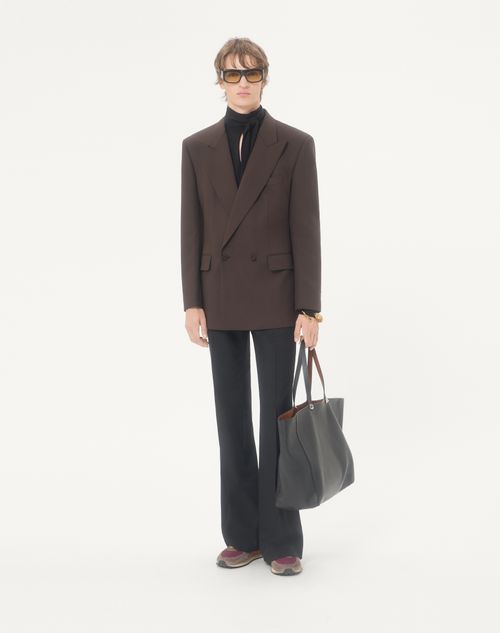 Valentino - Maglia Valentino In Lana Con Collo A Sciarpa E Ricamo Vlogo - Nero - Uomo - Maglieria