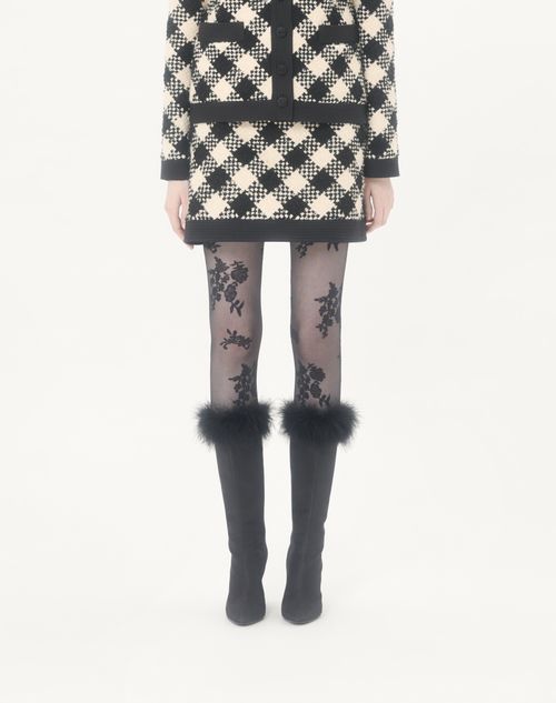 Valentino - Damier Tweed Short Skirt - Birch/black - Woman - Skirts