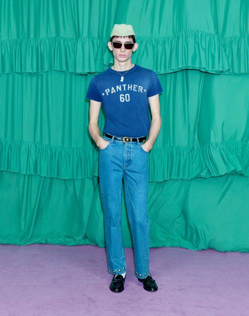 Valentino - Denim Pants With Cabochons - Blue - Man - Denim