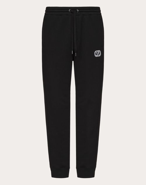 Valentino Technical Cotton Joggers With Vlogo Signature Patch In Black