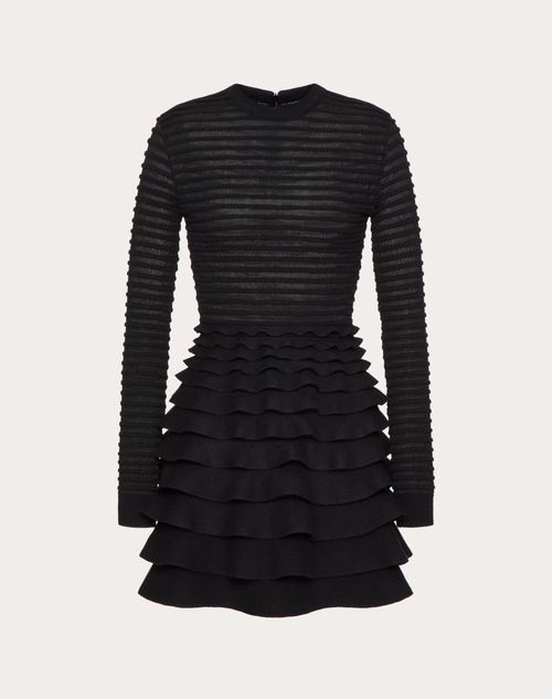 Shop Valentino Robe Courte En Viscose Et Laine Femme Noir Xs