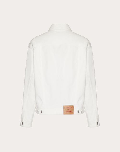 Valentino - Denim Jacket With Rubberized V Detail - Ivory - Man - Denim