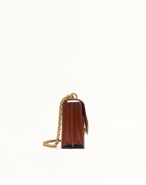 Valentino Garavani - Valentino Garavani Vain Shoulder Bag In Shiny Calfskin - Dark Brandy - Woman - Shoulder Bags