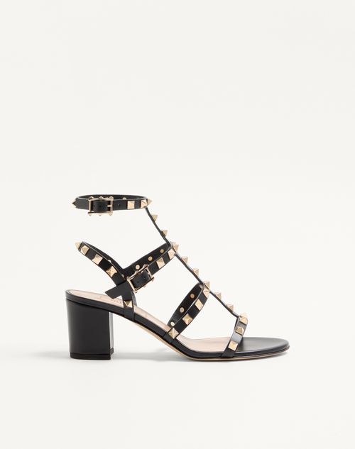 Valentino Garavani Rockstud Calfskin Ankle Strap Sandal 60 Mm Woman Black 38