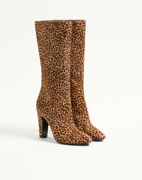 Valentino Garavani - Hotty Stiefel Aus Kalbsleder Mit Pony-effekt, 100 mm - Animalier - Frau - Stiefel