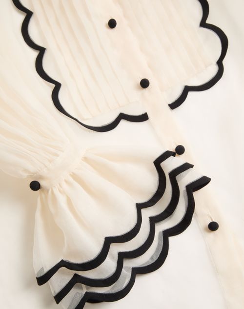 Valentino - Embroidered Organza Shirt - Vanilla/black - Woman - Shirts & Tops