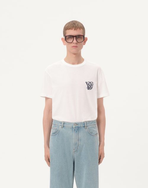 Valentino - Cotton T-shirt With Vg Patch - Ivory - Man - T-shirts And Sweatshirts