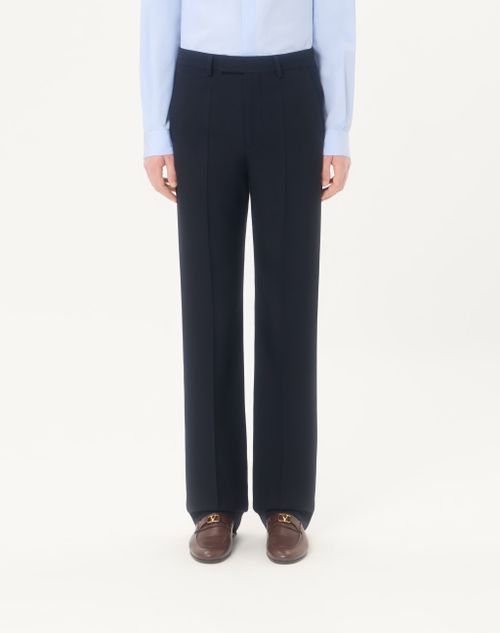 Valentino - Wool Trousers - Dark Blue - Man - Trousers And Shorts