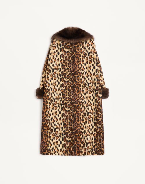 Valentino - Fauve Eclat Spotted Wool Cloth Coat - Animal Print - Woman - Coats And Outerwear
